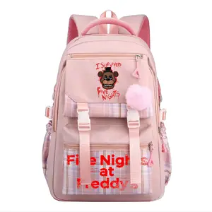Cartoon FNAF Backpack Cute Backpacks Large Capacity Portable for Adult Unisex Business Outdoor Travel Daypack Laptop Bag - Pink