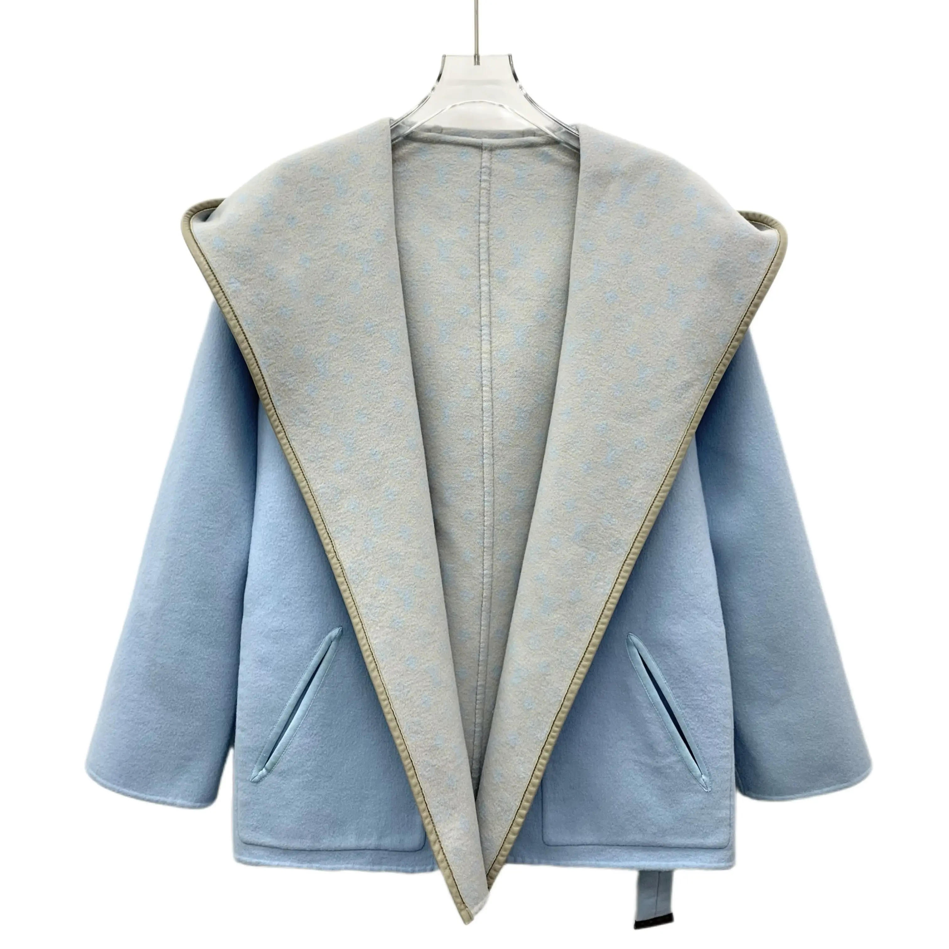 RDLT— Louis Vuitton Blue Monogram Reversible Robe Coat Size S