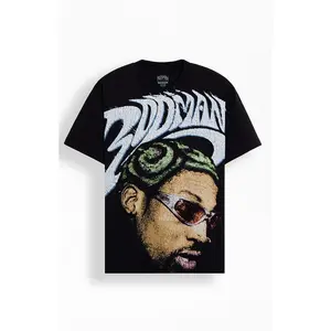 RODMAN BRAND Men's Tribal Head All Over Print Oversized T-Shirt - Multicolor