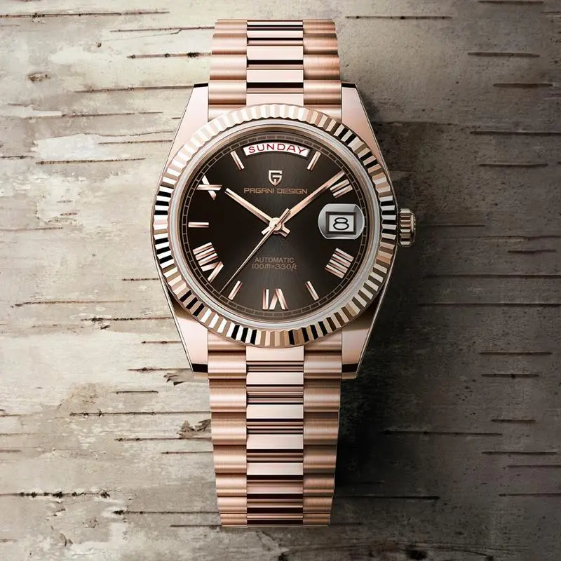 Men's Luxury Rose Gold Automatic Watch – AR Sapphire, Mechanical Wristwatch