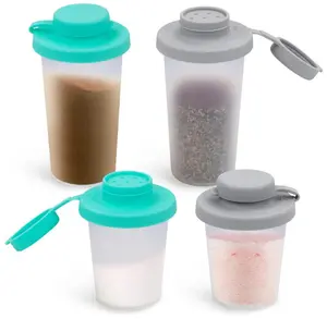 Sophico Small Salt and Pepper Shakers Set with Moisture Proof Sinlicone Lids, 4.5oz Mini Spice Shaker to go for Camping Travel Picnic Lunch Boxes (Mint & Grey, Medium & Large)
