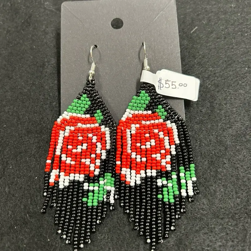 Rose Rooted Strength earrings - handmade Native American seed bead earrings