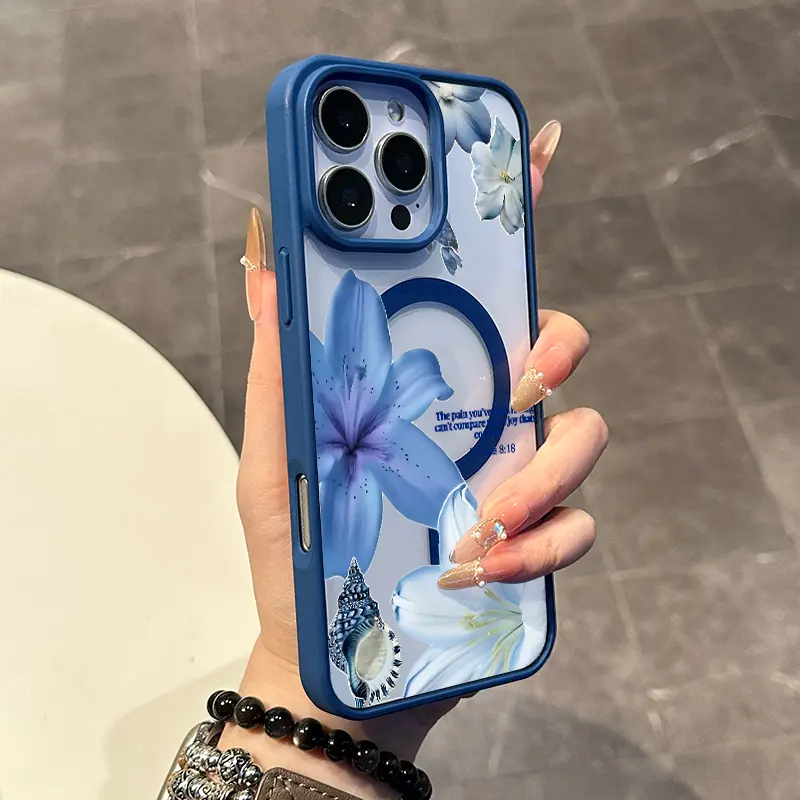Chic Magnetic Case for iPhone11/12/13/14/15/16/promax Blue MagSafe Ready, Anti-Slip, Ultra Thin | Aesthetic Touch for Daily Use