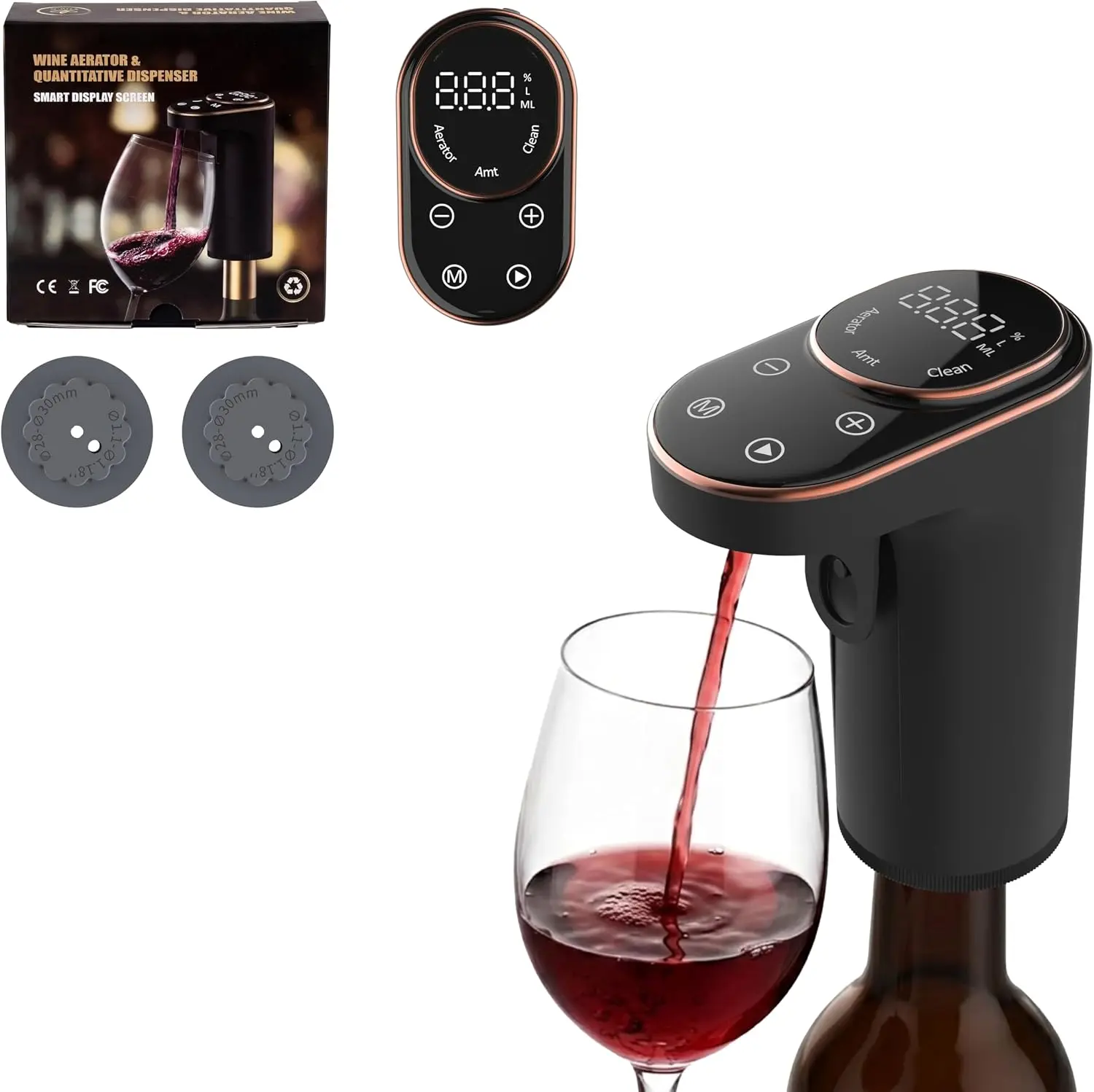 Wine Dispenser, Upgraded Electric Aerator and Decanter, Smart Liquor Pourer with 1-999ml Precision Dosing, Rechargeable Pourer Fits 18-30mm Bottles, Gift for loved ones (Black)
