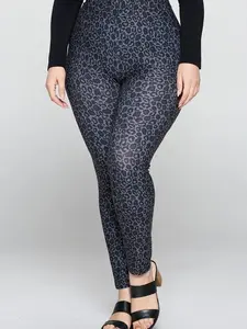 Plus Size Peggy Bundy Classic Leopard Gray Black Peach Skin Leggings