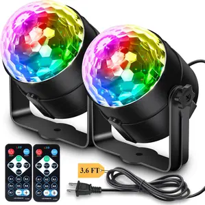 [2-Pack] Disco Ball Party Lights Sound Activated Remote Control, 12 Modes Stage DJ Strobe Lights for Halloween Party Decorations Birthday Christmas Home Room Dance Parties Glow Party Supplies