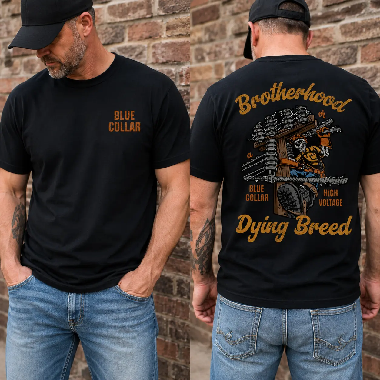 Lineman Graphic T-Shirt, Blue Collar Power Line Worker Tee, Electric Utility Worker Gift, Father's Day Lineman Shirt, Unisex Cotton Crew Neck Casual Top