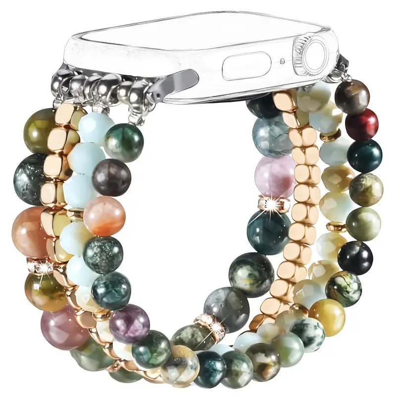 Elegant Synthetic Stone & Crystal Glass Elastic Strap for Apple Watch 38-49mm, Women's Jewelry Band Compatible with All Models, Watch Straps, Wearable Accessory, Smartwatch Accessories (Band Only)