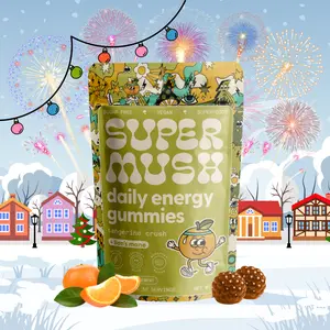 SuperMush Daily Energy Gummies 60 Count | Tangerine Crush Flavor | Sugar-Free Caffeine-Free | USA Made Mushroom Supplement with Cordyceps, Lion’s Mane, Rhodiola & Panax Ginseng | Clean Fitness Support | Non-GMO Vegan Gluten-Free Dietary Supplement