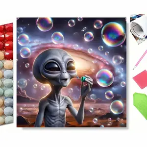 5D Full Drill Alien Easter Bubbles Diamond Painting Kit - Festive Sci-Fi Easter Charm | Heartfelt DIY Easter Gift for Sci-Fi Lovers | Playful Wall Art for Easter Home Decor