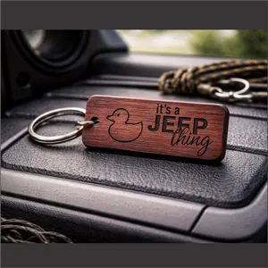 It's a Jeep Thing (Duck) - Solid Oak wooden keychain with stainless steel hardware