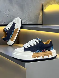 2026 Fall Winter New Retro Patchwork Dissolve Shoes, Chocolate Colorblock Cream Sole, Soft Bottom Height Increase Casual Shoes