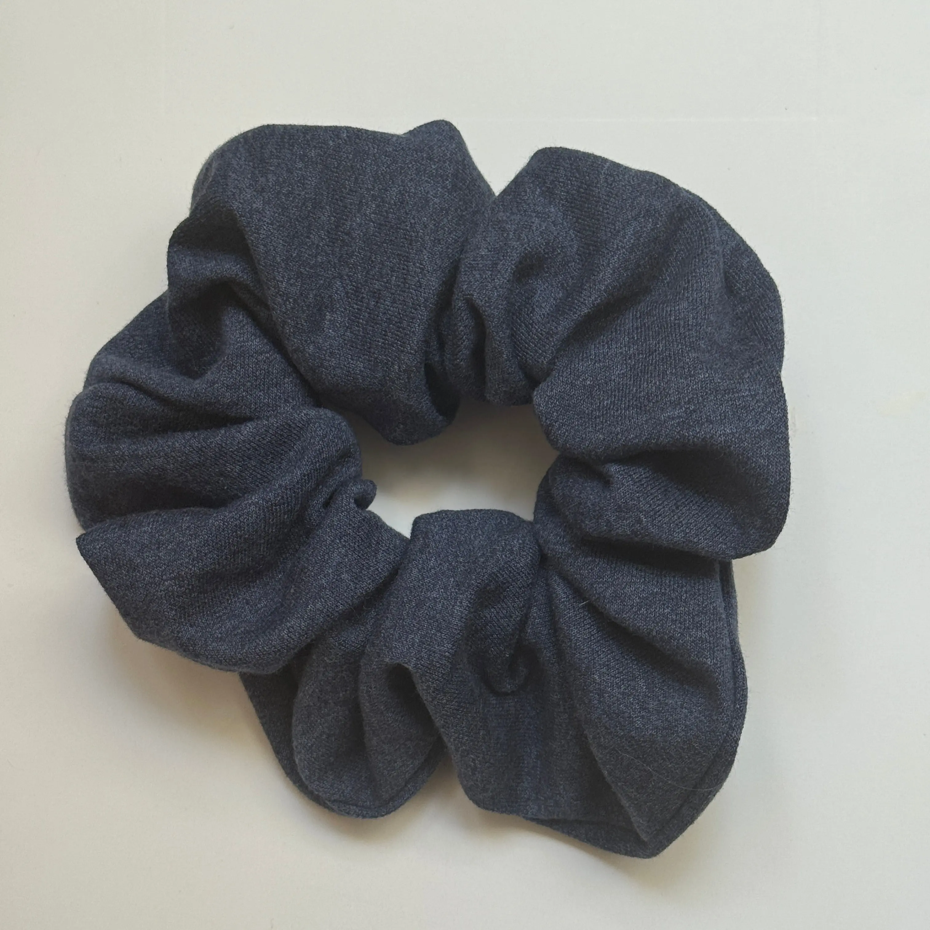 Denim Jersey Silver Chunky Scrunchie