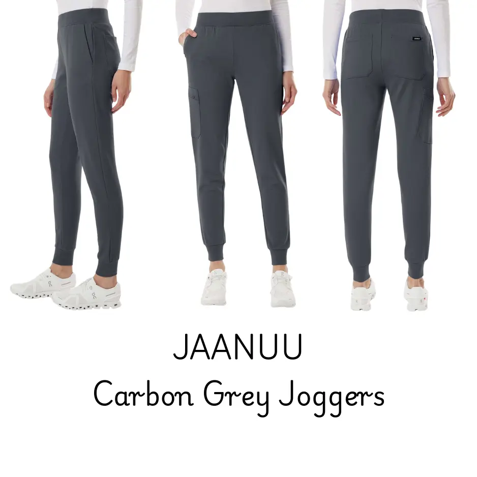 JAANUU Women's Rubi Ultrasoft Scrub Joggers in Carbon Grey Plain Design Comfortable and Simple Style