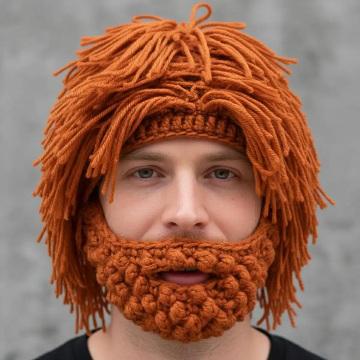 Textured Knitting Beanie, Punk Style High Quality Hat with Funny Beard, Wool Blend Winter Costume Accessory, 1-Size-Fits-Most, Knitted Wig Beard Beanie
