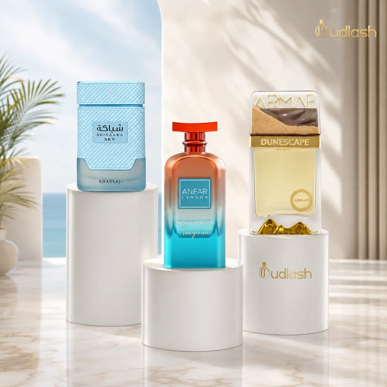 Oudlash Bundle | Shiyaaka Sky +Armaf Dunescape + Midnight Frost Tangerine | Unisex Fragrance | 100 ML - 3.4 OZ | Eau De Parfum | Verbena, Bergamot, Mandarin