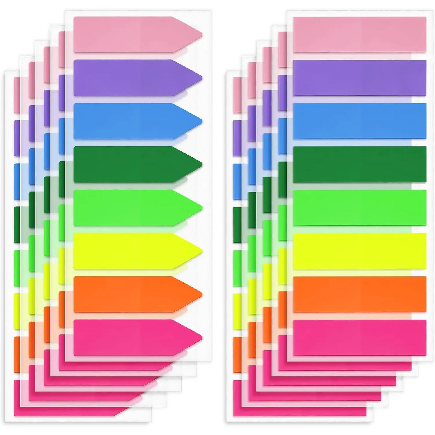 2000 count Page Markers Bright Sticky Tabs, Translucent  Flags for Annotating Books Fluorescent Index Tab Stickers for Notebooks, Textbooks, Glossy Paper, Document Organization(8 Colors, 10 Sets)