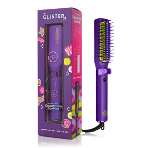 Glister Foldable Hot Brush | Multi-Function Hair Straightening Brush with 4 Heat Settings & Tourmaline Tech - Frizz-Free Shine - Hair Styling Tool - Professional Salon Products