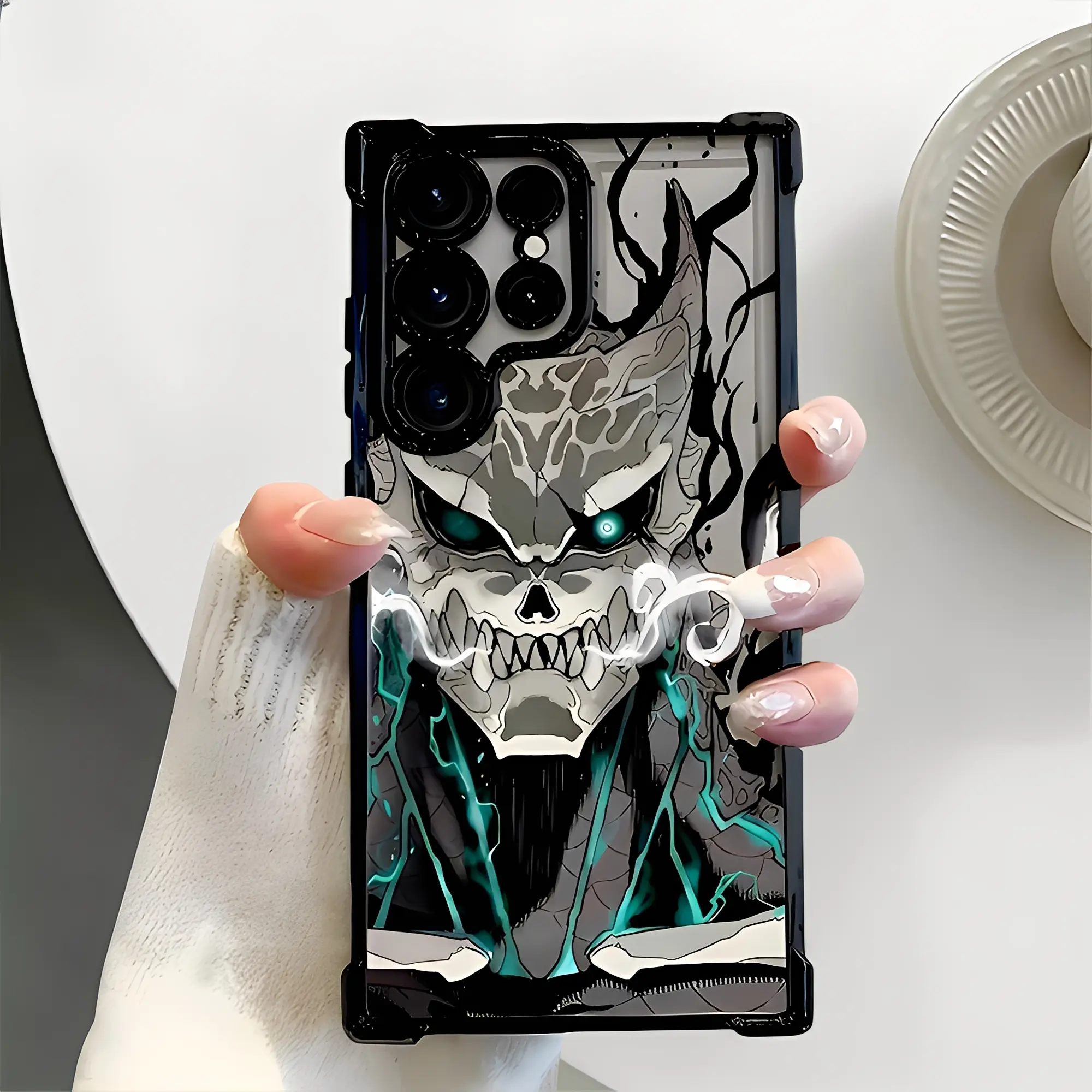 Japanese Anime Monster No. 8 Phone Case Suitable for Samsung S 23 24 25 Ultra Plus FE Phone Cover Shockproof Transparent Soft Back Cover, Animal, Accessories, Smartphone, Handheld, Colorful, Resistance