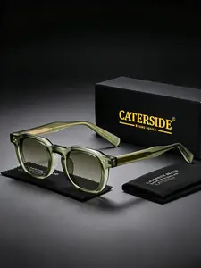 CATERSIDE Hiphop Style Thick Frame Sunglasses, Vintage Square Cp Pin Gradient Lenses, Street Fashion Unisex Uv400 Protection, All Seasons Casual Sunglasses