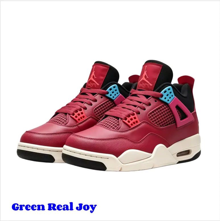 deep red color block mid top basketball kicks, breathable square mesh athletic sneakers, air cushion soft landing street footwear, arch supportive dual color wearproof trainers, summer urban sport casual shoes