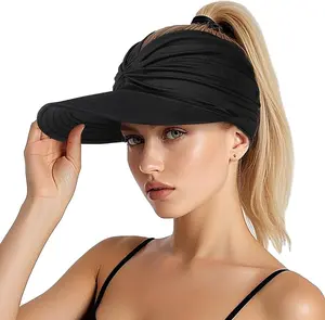 Women's UPF 50+ UV Protection Sun Visor Cap | SunSafeTok That Girl Aesthetic High Ponytail Wide Brim Hat | Birthday Gift for Her Beach Golf Hiking Outdoor Daily Casual Wear
