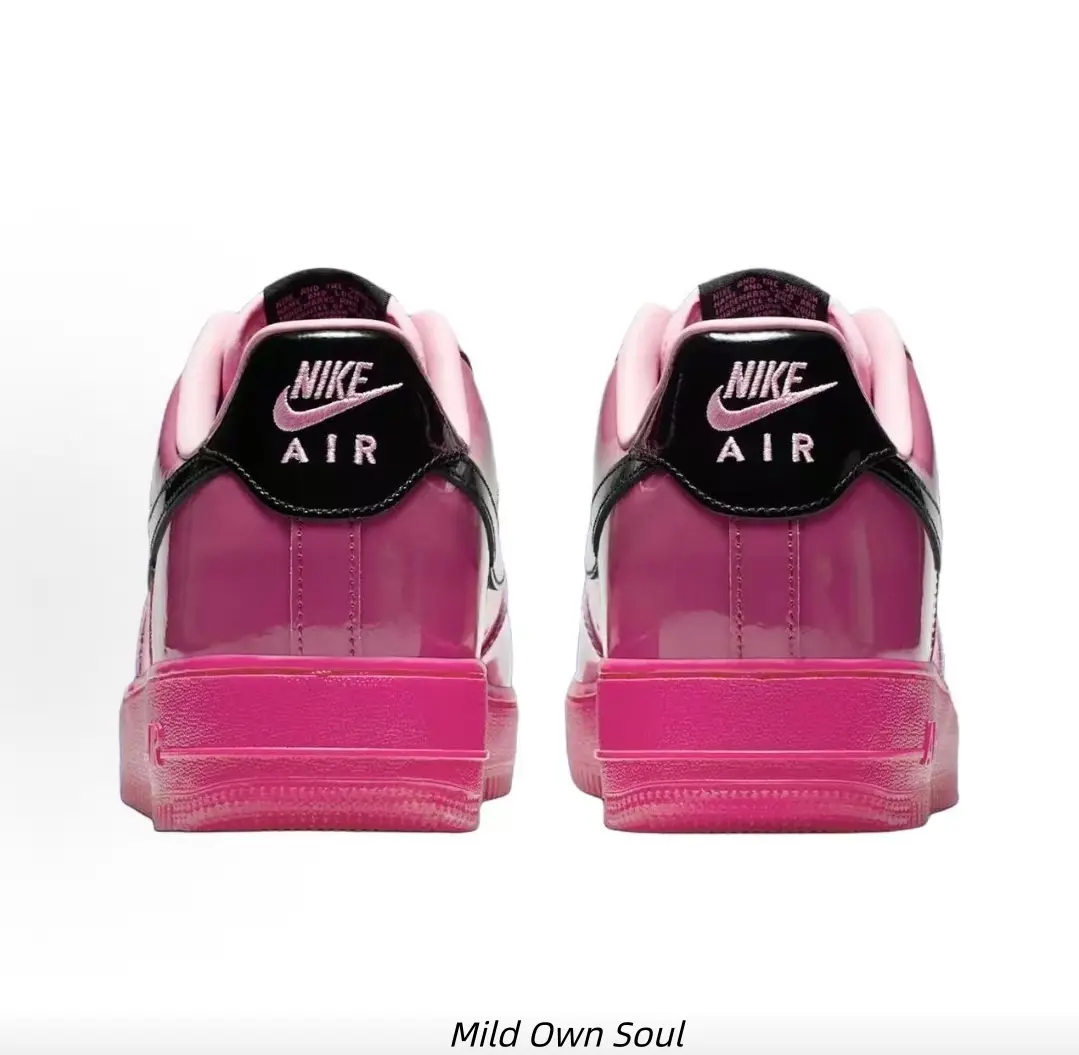 Gradient Pink Patent Leather Low Top Skate Sneakers Black Accent Blue Laces Y2K Cute Casual Walking Flat Shoes Unisex