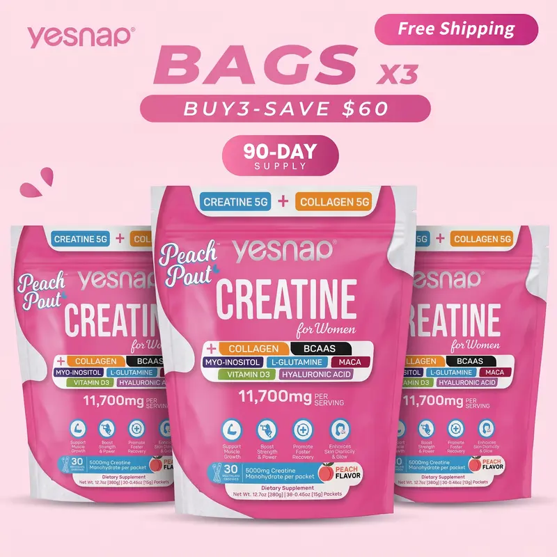 YESNAP PeachPout Creatine for Women-3 Pack Bundle