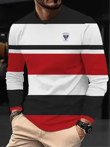 2025 New Style Fashion Printed Men's Round-neck Casual Comfortable Autumn Soft Lightweight Long-Sleeved Clothing Large Size Loose Fit Men