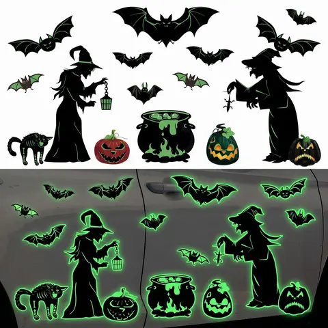 Halloween Magnets for Car & Fridge, Bat Pumpkin Witch Skeleton Halloween Decorations, Garage Door Magnets, Trunk or Treat Car Decorations
