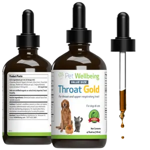 Pet Wellbeing Throat Gold for Dogs - Supports Occasional Dog Cough & Throat Discomfort with Mullein & Slippery Elm - NASC Certified & Vet-Formulated - 4 oz Liquid Formula
