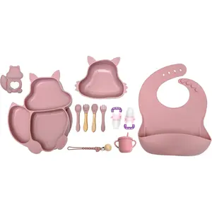 Silicone Suction Divider Plate for Babies - Baby Feeding Set with Bowl, Bib, Spoon & Fruit Feeder - First Stage Toddler Self-Feeding Essentials for 6+ Months, BPA-Free & Easy to Clean