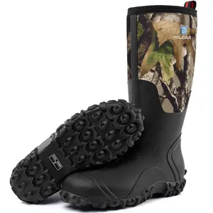 【No steel toe】Trudave Rubber Boots for Men, Waterproof Work Rain Boots, 6mm Neoprene Anti-slip Mud Boots  with Steel Shank, Size 5-14 Comfortable Industrial Shoe