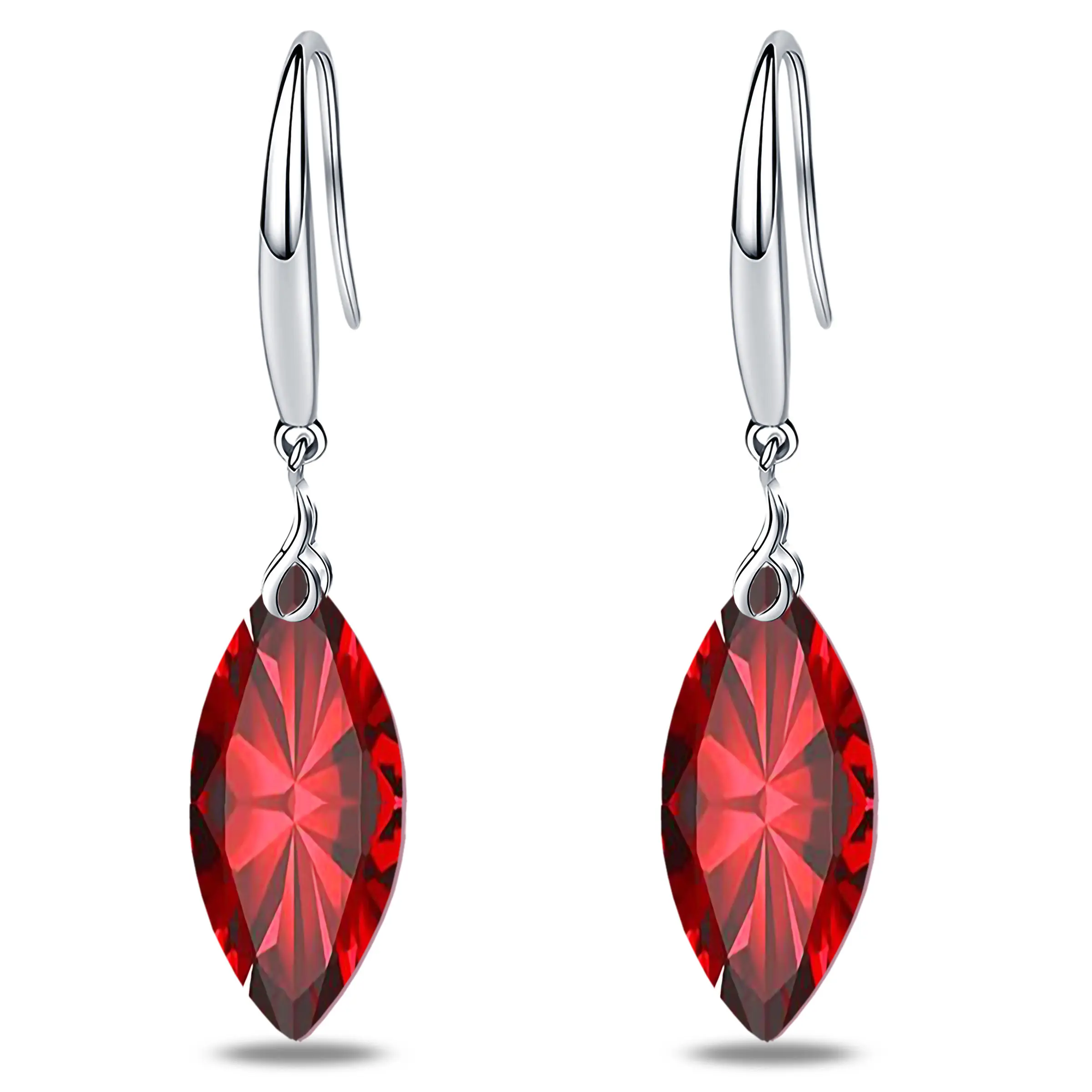Emma Manor 925 Sterling Silver Marquise Shape Cubic Zirconia Dangle Earrings for Women