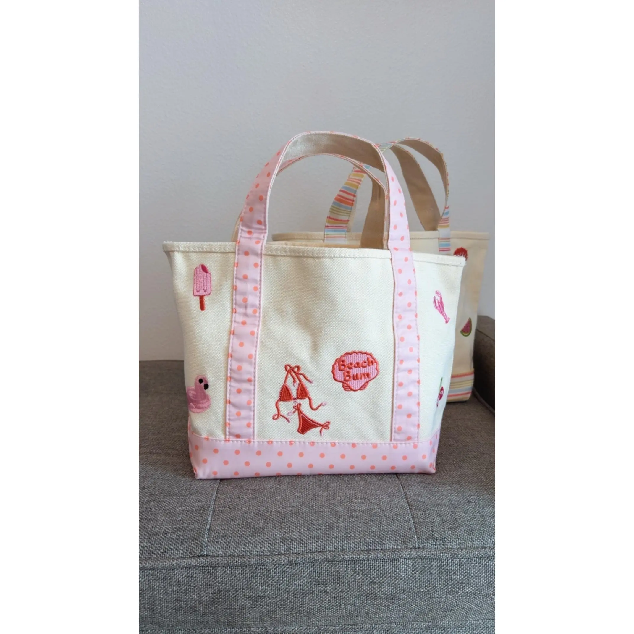 Canvas Mini Tote Bag for Women, Casual Pink Polka Dot Handbag, Open Top Purse for Everyday Use and Shopping