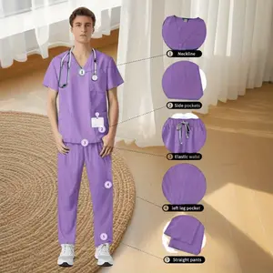 Handwashing Uniform Female Nurse Uniform Thin Breathable Nursing Short Sleeved Shirt Elastic Pants Doctor's Operating Room Staff Work Uniform ICU Spa Foot Massage Center Work Uniform