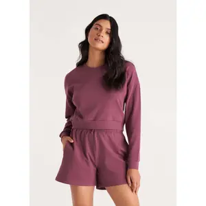 The Cropped Sweatshirt in Plum for Women Casual Comfort Casual Comfort Fit Piece Pullover Soft