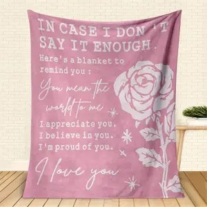 Pink Heart Flannel Throw Blanket Soft Cozy Warm Blanket for Sofa Couch Bed Bedroom Decor Anniversary Birthday Christmas Gift