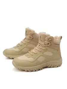 New Adventure Rescue Men's Combat Training Boots with Zipper for Outdoor Hiking, Mountaineering, Camping, Delta Desert Tactical Boots