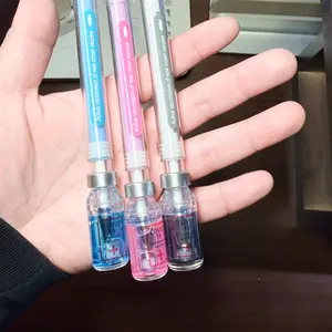 3pcs Creative Syringe Design Pens, 0.5mm Neutral Ink, Vaccine Bottle Prank Design, Student Office Prank Stationery