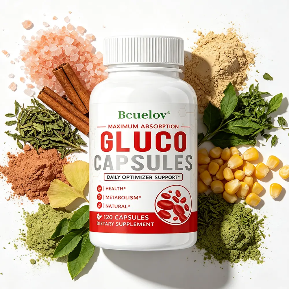 Bcuelov 11-in-1 Dietary Gluco Capsules - Metabolic Wellness & Daily Optimizer with Cinnamon, B-Vitamins, Vision Nutrients, 120 Ct