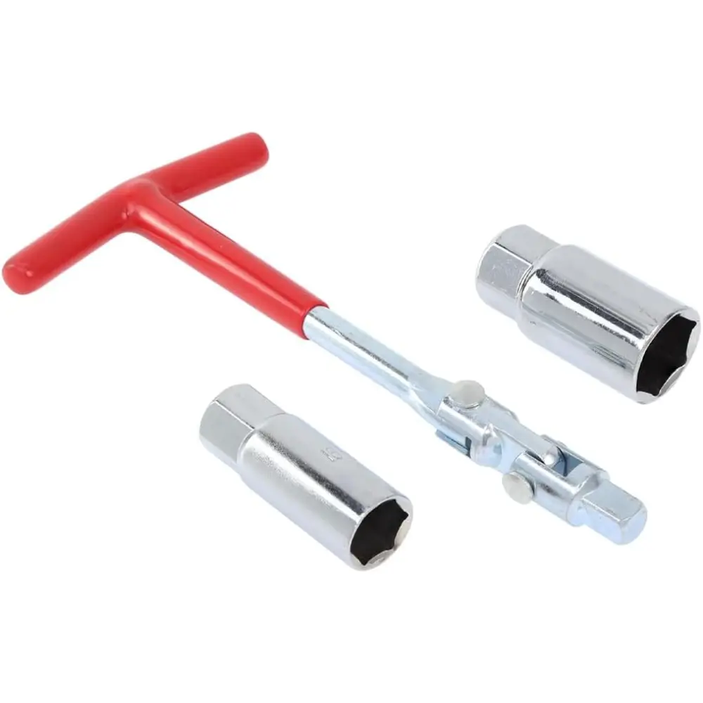 T-Handle Grip Socket Wrench Tool for Install/Remove - 2 Sockets (5/8 in, 13/16 in/21 mm) for Lawn Mowers, Small Motor Vehicles, Motorcycles