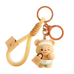 Creative Cartoon Butter Bear Keychain, Unique Couple Keychain, Elegant Bag Charm, Perfect Small Gift, Stylish Accessory