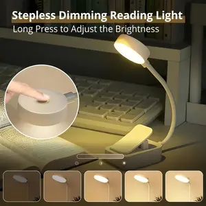 Adjustable Brightness Clip-On Book Light, Dry Battery Powered, Portable LED Reading Lamp, Ideal for Bedside, Desk, Travel, Gift