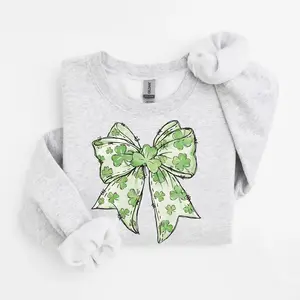 Coquette Bow St Patrick's Sweatshirt, St Patrick's Day Sweatshirt, Lucky Shamrock Shirt, Women's St Patricks Gift, Irish Coquette Tee - TARAH
