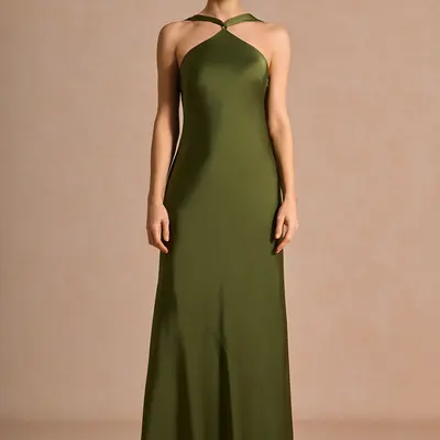 zeya satin dress Reformation Zeya Satin Midi Dress In Green - 70% Off
