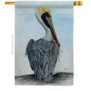 Breeze Decor  28 x 40 in. Pelican Animals Bird Vertical House Flag with Double-Sided Decorative Banner Garden Yard Gift