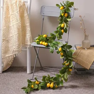Realistic Artificial Lemon Vine, Hanging Multifunctional Decorative Vine, Plastic Fake Lemon Vine for Parties, Outdoor Garden, Fireplace, Yard, Fruit, Artificial Outdoor Plants