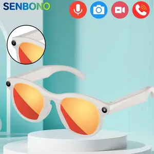 Senbono HD Wearable Smart Glasses Camera, Video Recording & Translation, Wireless Calling, Music Playback, Voice Assistant, Portable Sports Eyewear, Multifunctional Audio Sunglasses