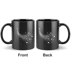 11oz Dreamy Starry Dress Skirt Celestial Mug, Black Ceramic Double-Sided White Star Print Coffee Cup, Fairycore Aesthetic Design, Perfect Christmas, Birthday, Valentine's Day & Gift for Fairycore Lovers, Romantic Teens, Home Decor Enthusiasts